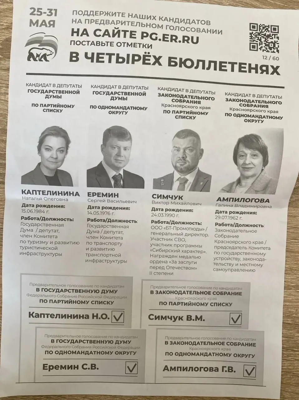 Администрации в нескольких регионах рассылают требования и списки кандидатов для участия в праймериз «ЕР» перед выборами. Сообщается о давлении в Красноярском крае, Новосибирской области, Нижнем Новгороде, на Камчатке и во Владивостоке.